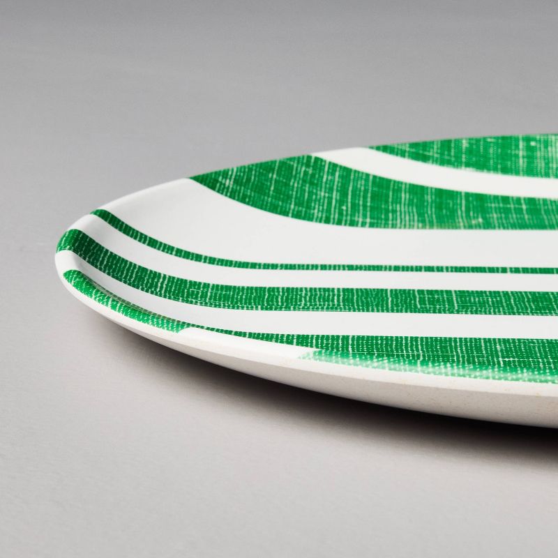 10.5" Distressed Stripe Melamine Dinner Plates Green/Cream - Hearth & Hand™ with Magnolia, 4 of 5
