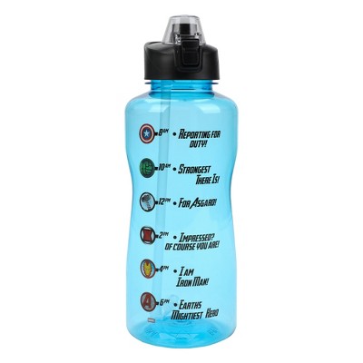Marvel Avengers Motivational Sayings 2-Liter Transparent Blue Water Bottle