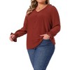 Agnes Orinda Women's Plus Size Smocked Long Sleeve Chiffon Button Decor V Neck Solid Casual Blouse - 2 of 4