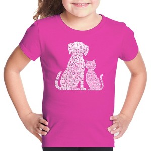 LA Pop Art Girl's Word Art T-shirt - Dogs and Cats - 1 of 4