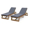 Christopher Knight Home Maki Outdoor Acacia Wood Chaise Lounges with Cushion (Set of 2) - 2 of 4