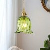 Dewdrop Vintage Style Ceiling Light Petal Glass Shade Green Glass Pendant 1 Light ETL Certified For Kitchen Island Bedroom - 3 of 4