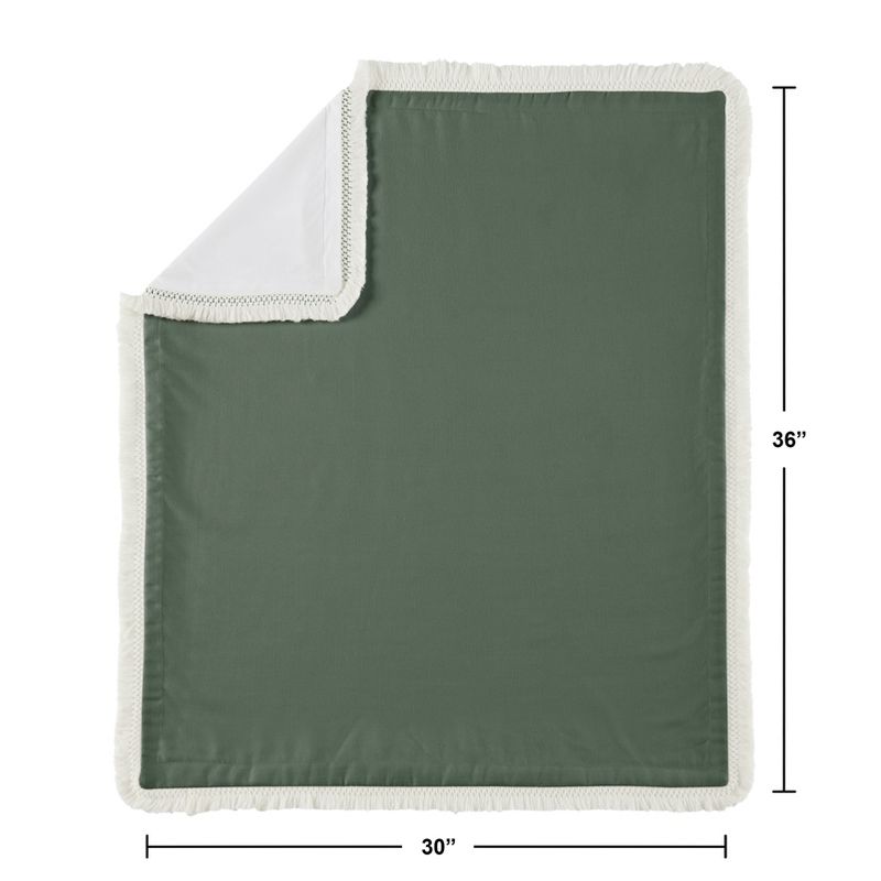 Sweet Jojo Designs Gender Neutral Baby Security Blanket Boho Fringe Green and White, 5 of 7