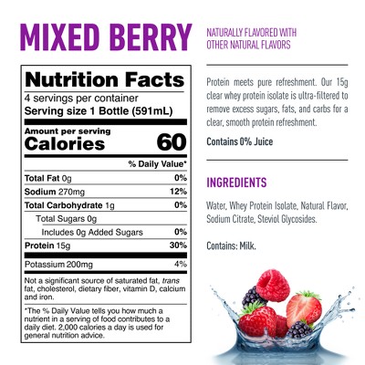 Isopure Ready to Drink Mixed Berry 15g Clear Protein Water with Electrolytes - 4pk/20 fl oz