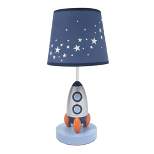 Lambs & Ivy Milky Way Blue/Silver Rocket Ship Nursery Lamp with Shade & Bulb