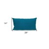 HomeRoots 14" X 26" Teal Cotton Lumbar Throw Pillow with Texture - 3 of 4