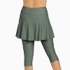 Calypsa Women's Chlorine Resistant High Waisted Flared Swim Skort With attched Capri Leggings - 2 of 3