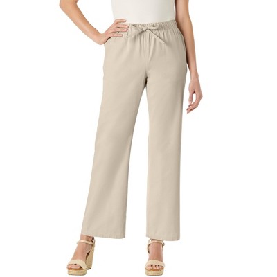 Woman Within Plus Size Tall Drawstring Denim Wide-Leg Denim Pant