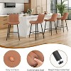 Brown Leather Counter Height Bar Stools Set of 2  Modern Counter Stools for Dining Room Kitchen Islands - 3 of 4