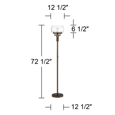 72.5" Bronze and Glass Industrial Torchiere Floor Lamp
