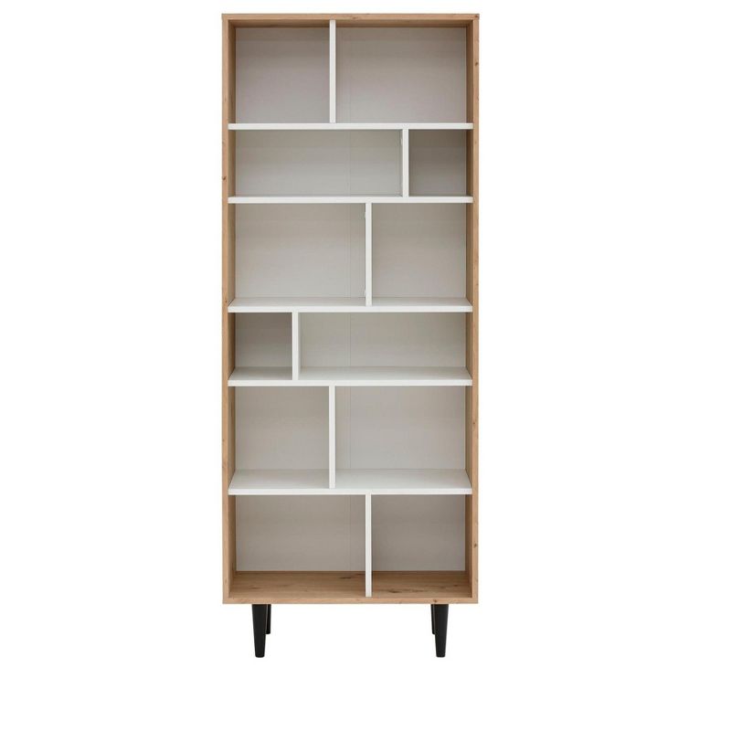 Ren Home Rakel Asymmetrical Bookcase, Oak and White, 1 of 5