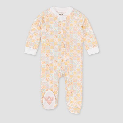 Image of Burt's Bees Baby® Girls' Flower Power Sleep N' Play - Peach Orange 6-9M