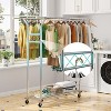 Simple Trending Heavy Duty Double Rod Clothes Rack Load 450 LBS, Metal Commercial Garment Rack, , Chrome - 3 of 4