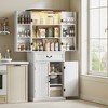 HOMCOM 71" LED Kitchen Pantry Cabinet, Farmhouse Storage Cabinet with Door Shelves, Adjustable Shelves and Drawer, Distressed White - 2 of 4