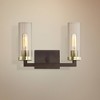 Minka Lavery Industrial Wall Light Sconce Aged Kingston Bronze Hardwired 15" 2-Light Fixture Ribbed Glass for Bedroom Bathroom - 2 of 3