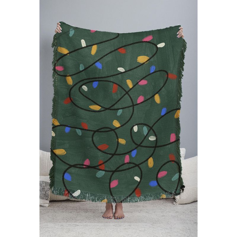 Gigi Rosado Christmas fairy lights 56"x46" Woven Throw Blanket - Deny Designs, 3 of 6