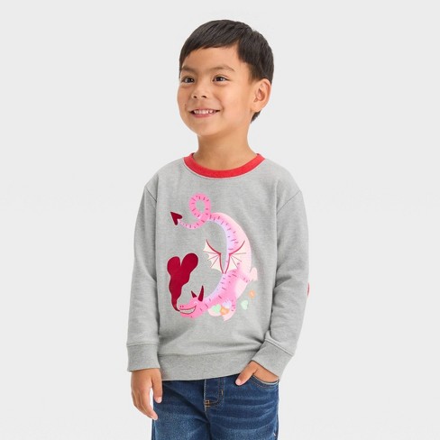 Toddler Boys' Valentine's Day French Terry Crewneck Pullover Sweatshirt -  Cat & Jack™ Gray 12m : Target