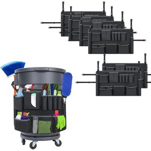 Trash Can Caddy Bag with 13 Pockets, Fits 32-55 Gallon Garbage Bins for Commercial Cleaning Supplies - 1 of 4