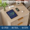 Fluted Nightstand w/ Charging Station, Mid Century Modern Fluted Nightstand, Wooden Night Stand, Modern End Table w/ Curved Corners - 3 of 4