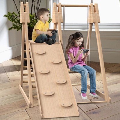 4-in-1 Juniper Indoor Play Gym, Jungle Gym Playse, Foldable Wooden Playset, Indoor Jungle Gym for Kids