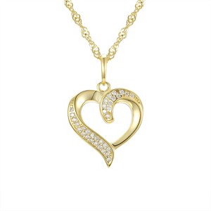 Junior Jewels 14K Gold Over Sterling Silver Children's Cubic Zirconia Heart Pendant - 1 of 2
