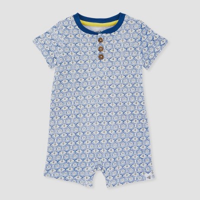 Image of Burt's Bees Baby® Baby Boys' Sunny Diamonds Romper - Blue 3-6M
