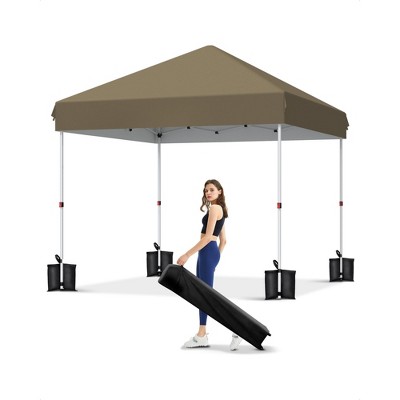 10x10 Instant Pop-Up Canopy - 1-Min One-Button Setup, UV Protection, Heavy Duty, Portable w/Roller Bag, Adjustable Height, Includes Sandbags & Stakes