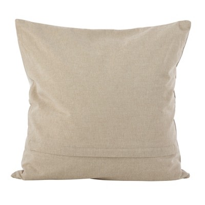 Ivory Embroidered Floral Cotton Poly Square Throw Pillow