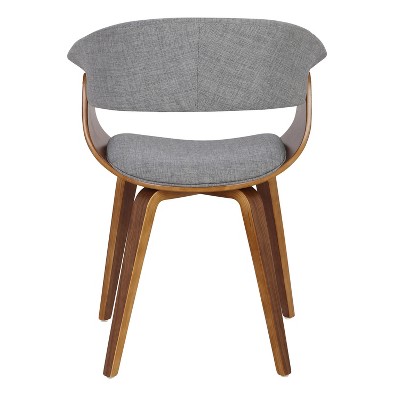 Set of 2 Light Grey Upholstered Walnut Wood Arm Chairs