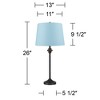 360 Lighting Lynn Modern Industrial Buffet Table Lamps 26" High Set of 2 Black Metal Blue Hardback Drum Shade for Bedroom Living Room Bedside Kids - 4 of 4