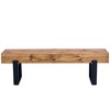 59" Wooden Entryway Bench With Metal Legs, Mid-Century Modern Long Bench Seat, Farmhouse Style Shoe Changing Bench, For Living Room, Indoor, Porch - 4 of 4