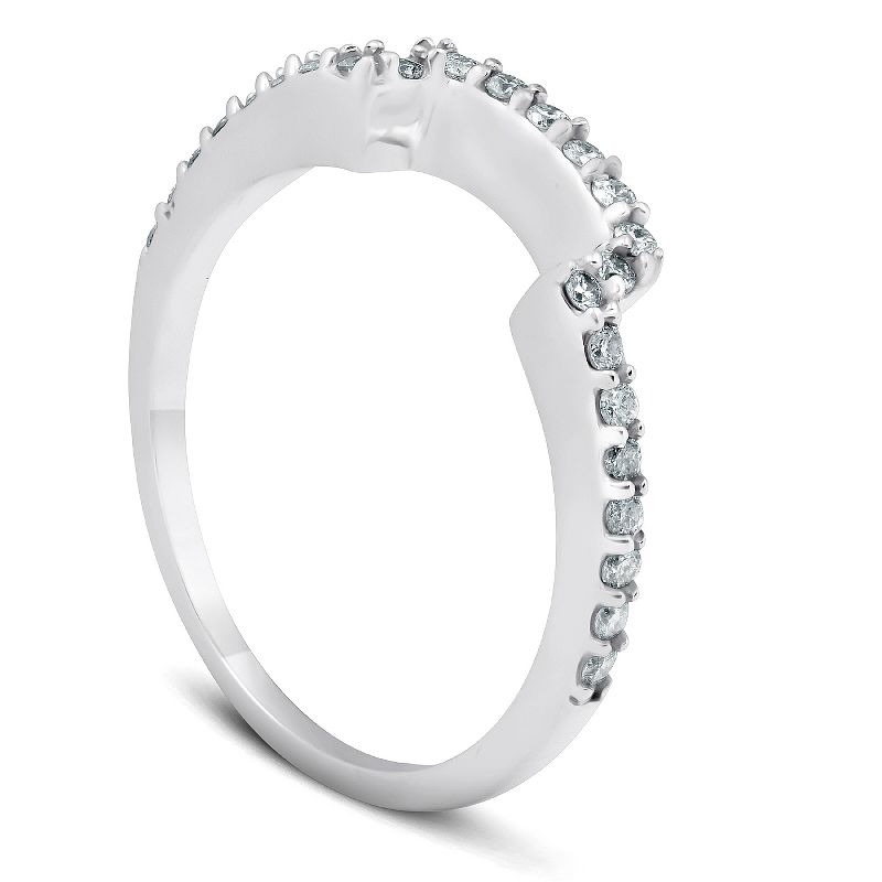 Pompeii3 1/4Ct Diamond Curved Contour Guard Band Womens Wedding Ring 14k White Gold, 2 of 6