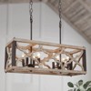 LNC Quaint 8-Lights 27.5" Farmhouse Rectangle Kitchen Island Pendant Lightss,Distressed Greyish White Wood and Rustic Bronze - 2 of 4
