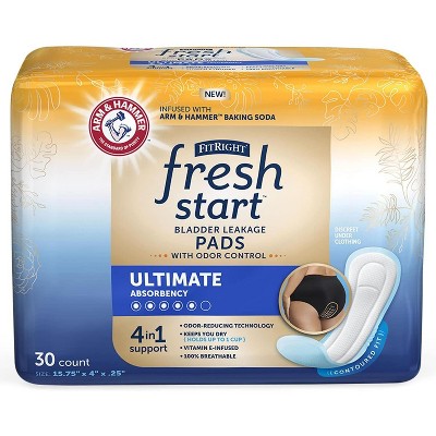 Image of FitRight Fresh Start Postpartum & Incontinence Pads for Women, Ultimate Absorbency, Bladder Leakage Protection