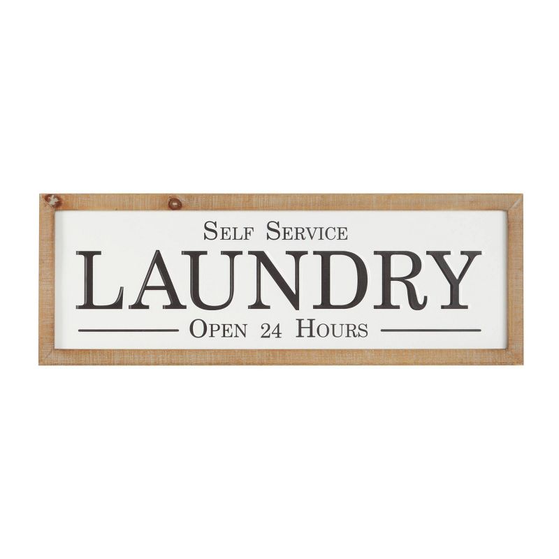 Metal Sign Laundry Wall Decor White - Olivia &#38; May, 1 of 5