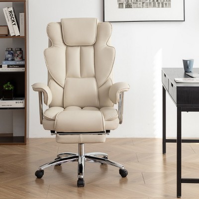 Office Chair,High Back Executive Office Chair With Footrest,Ergonomic Reclining Chair,Large Leather Office Chair For Home Office-Cuddlewood