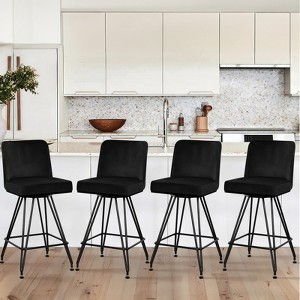 Bekrvio 26" Swivel Counter Height Bar Stools with Back-Faux Leather/Velvet Upholstered, V-Shaped Metal Legs-Modern Counter Stools for Kitchen Island - 1 of 4
