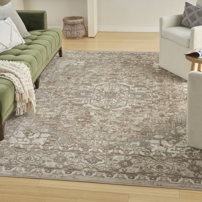 Beige Rectangular Floral Synthetic 8' x 10' Area Rug