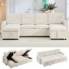 103"W Corduroy 4-Seater Modular Sleeper Sofa Bed with Storage Chaise,U-shaped Sofa with Pull-out Bed，Beige - 3 of 4