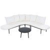 DSVIMOY 5PCS Patio Half- Moon Curved Outdoor Furniture Sofa Set with Coffee Table, Conversation Set for Garden, Beige, 90.55"*27.95"*29.92" - 4 of 4