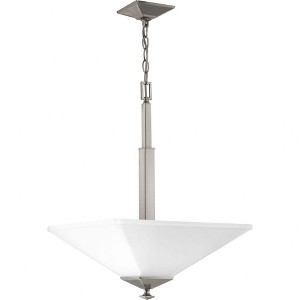 Progress Lighting, Clifton Heights, 2-Light Inverted Pendant, Brushed Nickel, Etched Square Glass Shade - 1 of 2