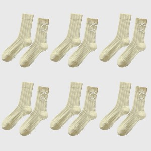 Anna-Kaci 6pk Women's Knee - High Socks with Bow Details - 1 of 4
