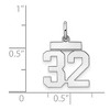 Black Bow Jewelry Sterling Silver, Athletic Collection, Small Polished Number 32 Pendant - 4 of 4