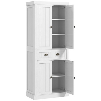 72" Kitchen Cabinet, Kitchen Pantry Cabinet with 4 Doors, 2 Adjustable Shelves and Drawer