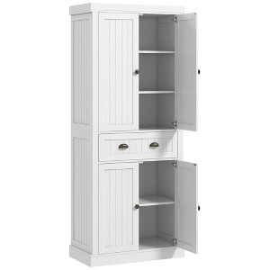 72" Kitchen Cabinet, Kitchen Pantry Cabinet with 4 Doors, 2 Adjustable Shelves and Drawer - 1 of 4