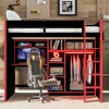 Polibi Full Size Gaming Loft Bed with RGB LED Lights, Desk, Open Wardrobe, Shelves & Storage Compartments - 3 of 4