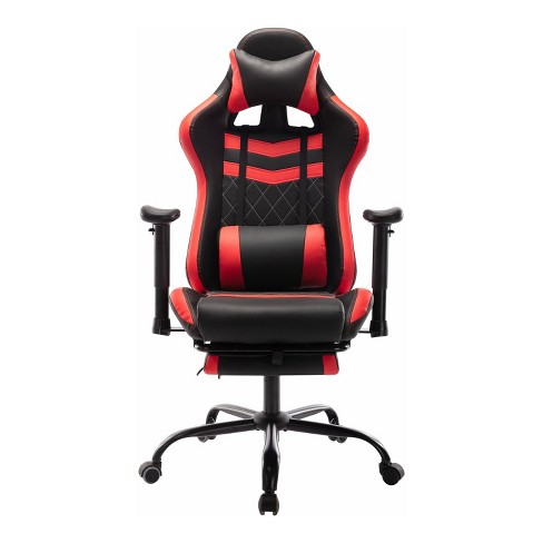 Gaming Office Chair with Extendable Leg Rest, Black Fabric Upholstery