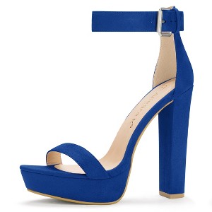 Allegra K Women's Open Toe Platform High Block Heel Ankle Strap Sandals - 1 of 4