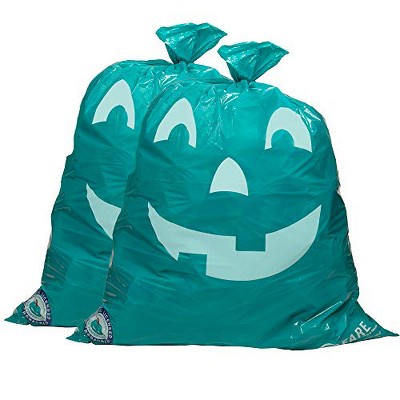 Teal Pumpkin Halloween Leaf Bags Decoration (2 Pack) - Large 36x47in Indoor/Outdoor Lawn Decor - Official Teal Pumpkin Project Gear