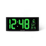 AcuRite 14.5" Digital Clock with Indoor Temperature Green